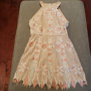 BCBGMaxAzria Megyn Halter Neck Deco Lace Dress